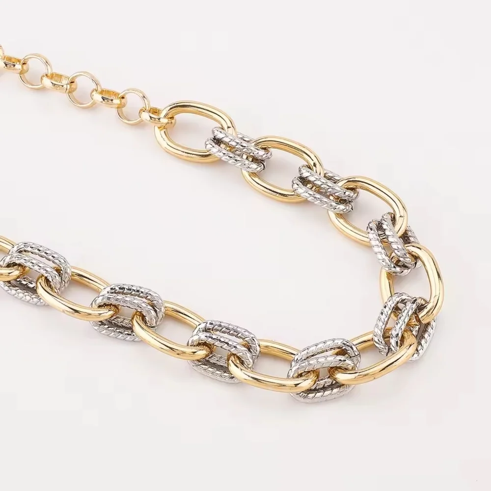 Two-Tone Gold and Silver Link Necklace - Picture 2 of 5